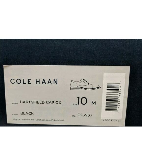 Cole Haan Hartsfield Cap Toe Oxford, Black, Mens 10 M